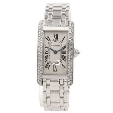 CARTIER Tank American SM Side Diamond Watch K18 White Gold/K18WG/Diamond Women's