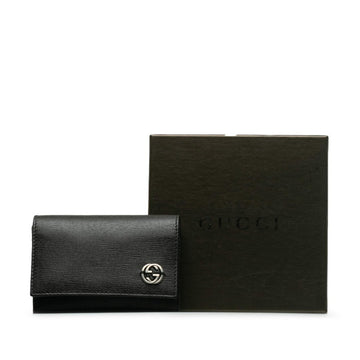 GUCCI Interlocking G Business Card Holder Case 306717 Black Leather Men's