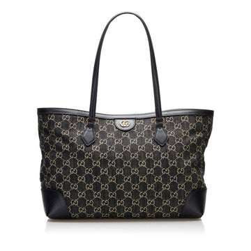 Gucci Offdia GG Medium Tote Bag 631685 Black Canvas Leather Ladies GUCCI