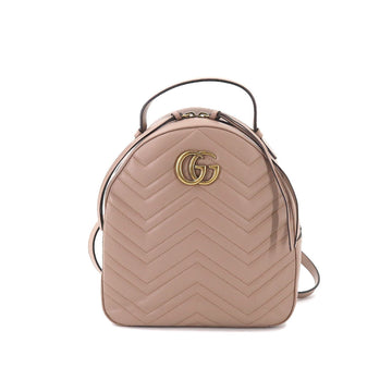 Gucci GG Marmont Backpack Rucksack Leather Beige 476671 Gold Metal Fittings