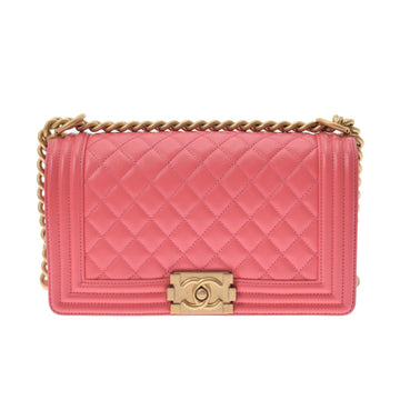 Chanel Boy 25cm Pink Tone Ladies Caviar Skin Shoulder Bag