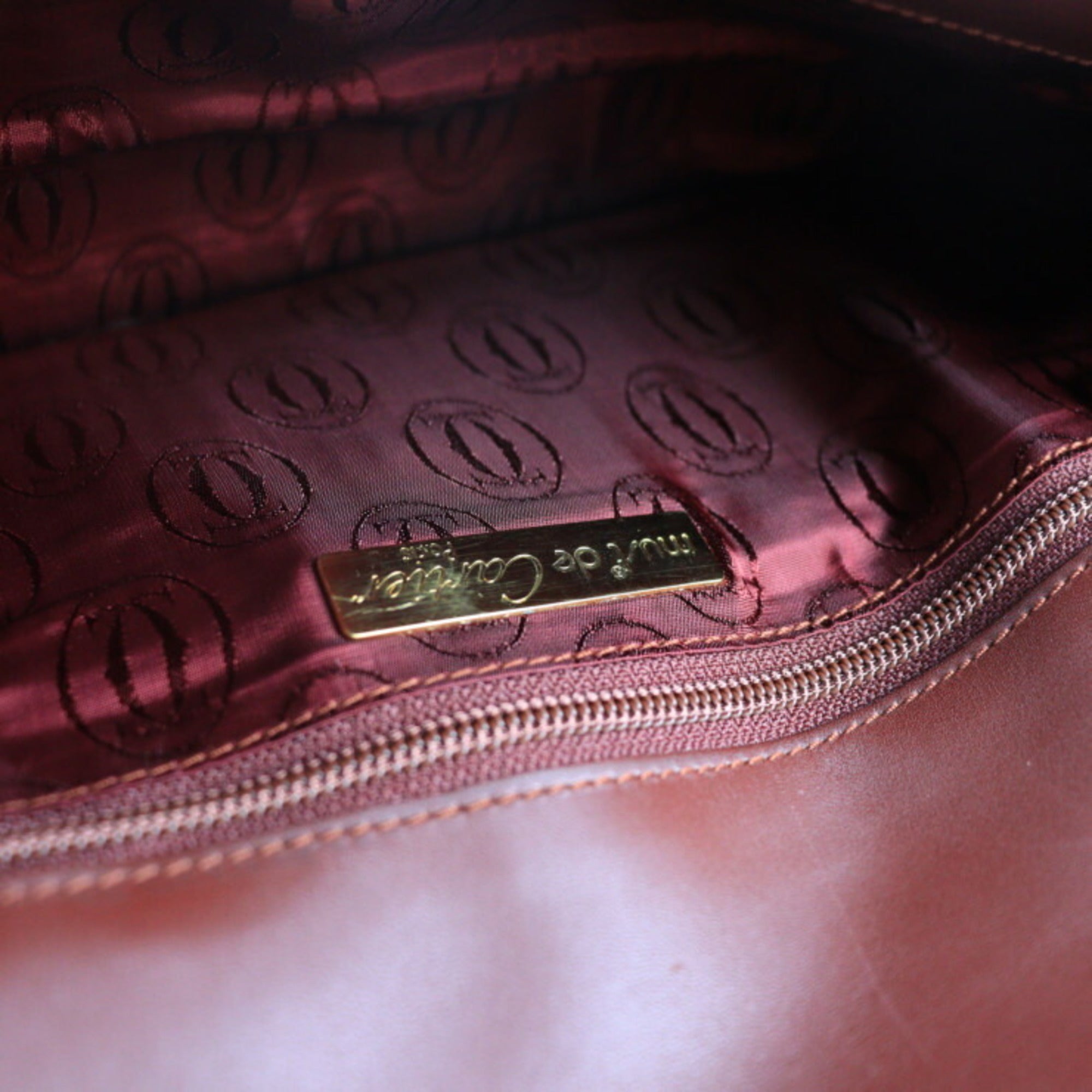 CARTIER mast line clutch bag leather Bordeaux gold hardware second