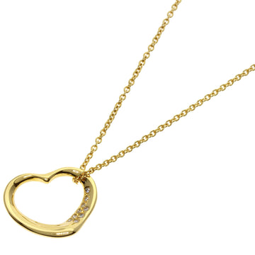 TIFFANY Open Heart Diamond Necklace K18 Yellow Gold Women's &Co.