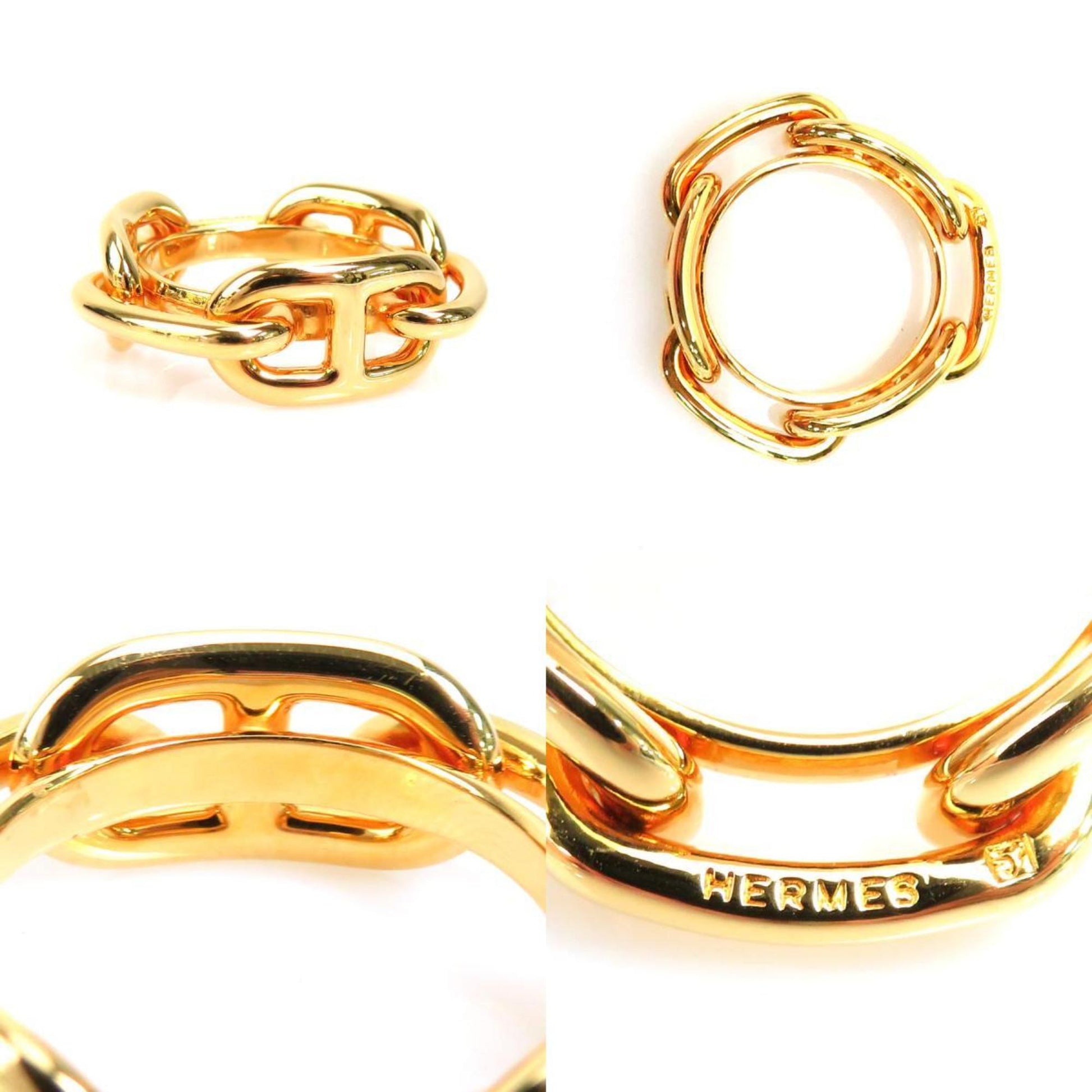 Hermes HERMES Scarf Ring Shane Dunkle Metal Gold Women's