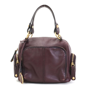 TOD'S Handbag Leather Bordeaux Gold Ladies h29448a