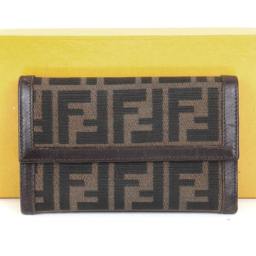 FENDI Bifold Wallet Canvas Zucca Pattern Ladies