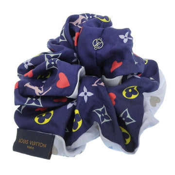 LOUIS VUITTON Monogram Silk Scrunchie Toro Shoe Hair Elastic M77399 Navy