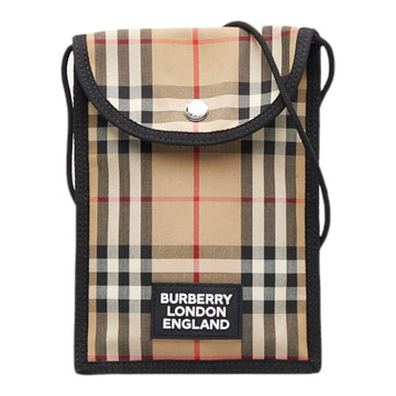 BURBERRY Nova Check Shoulder Bag Phone Case Beige Multicolor Cotton Women's