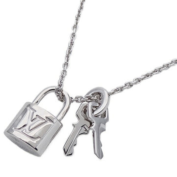 LOUIS VUITTON Necklace Women's 750WG Pandan Tif Lockit White Gold Q93320 Polished