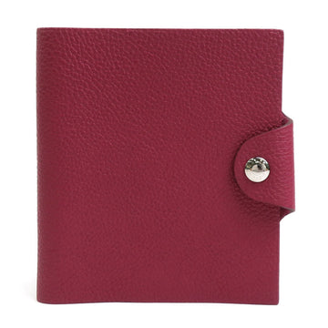 HERMES notebook cover Ulysse leather burgundy silver unisex