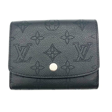 LOUIS VUITTON Portefeuille Iris Mahina Noir M62540 TN2179 Black Bifold Wallet Punching Leather Men's Women's Coin Purse