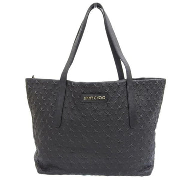 JIMMY CHOO Leather Star Embossed Tote Bag Black Ladies