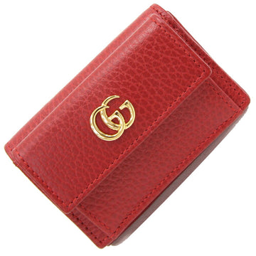 GUCCI Trifold Wallet GG Marmont 523277 Red Leather Ladies