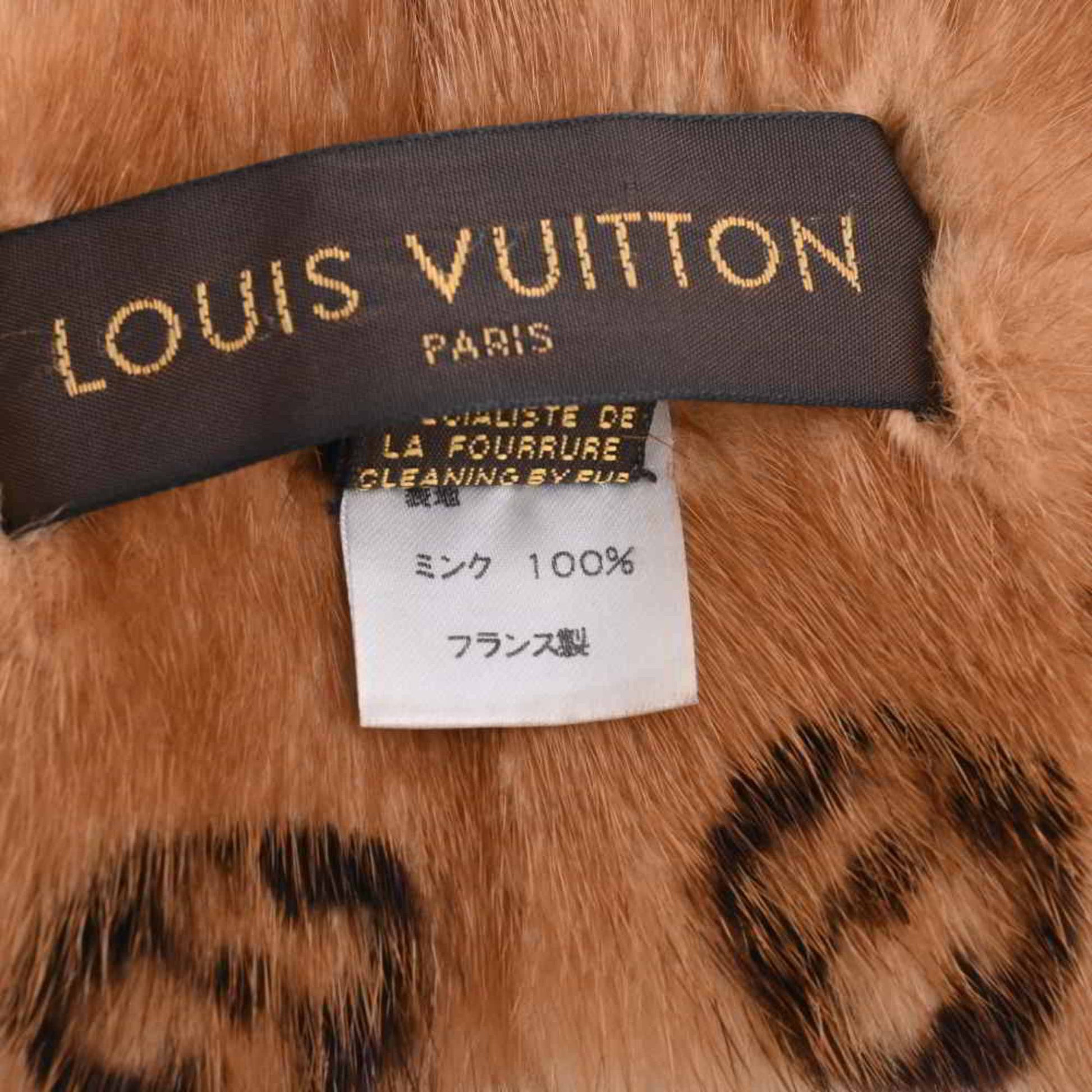 Louis Vuitton M72245 Escharp Vizon Mink Monogram Fur Scarf muffler Brown  USED