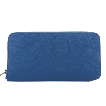 HERMES Azap Long Silk-in Classic Wallet Blue Unisex