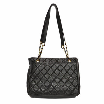 CHANEL lambskin matelasse chain shoulder bag black tote type gold hardware ladies