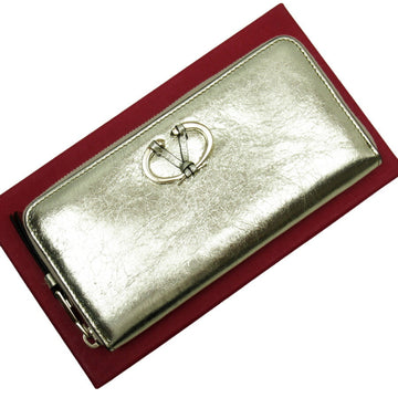 VALENTINO GARAVANI round wallet gold leather