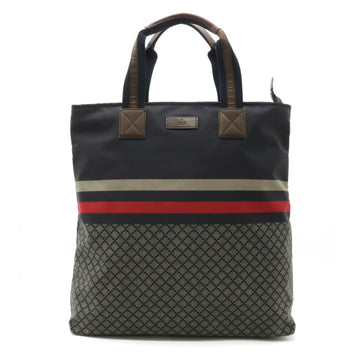 Gucci Diamante Tote Bag Large Shoulder Nylon Leather Navy Dark Brown Red 268112