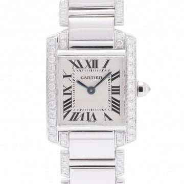 CARTIER Tank Francaise SM Bezel Bracelet Diamond WE1002SF Silver Dial Watch Women's