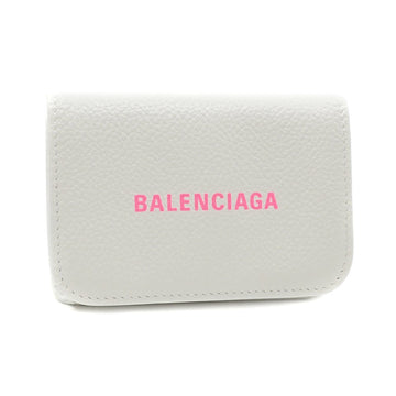 BALENCIAGA Trifold Wallet Everyday Women's White Pink Leather 593813 Compact