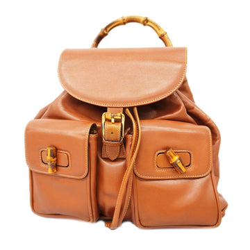 GUCCI Rucksack Bamboo 003 2058 0016 Leather Brown Ladies