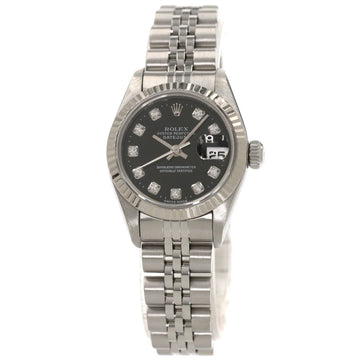 ROLEX 69174G Datejust 10P Diamond Watch Stainless Steel SS Ladies