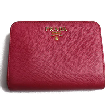 PRADA Saffiano Metal Bifold Wallet Pink 1ML018 Women's