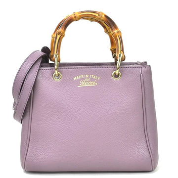 Gucci Handbag Diagonal Shoulder Bag 2Way Bamboo Purple Leather GUCCI Women's 368823