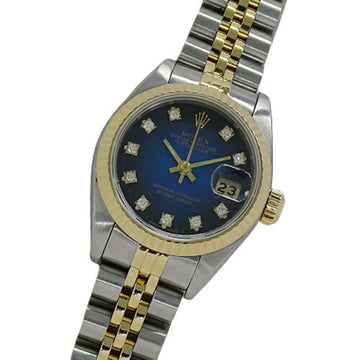 ROLEX Datejust 69173G X watch ladies 10P diamond blue gradation automatic winding AT stainless steel SS gold YG combination overhauled/polished