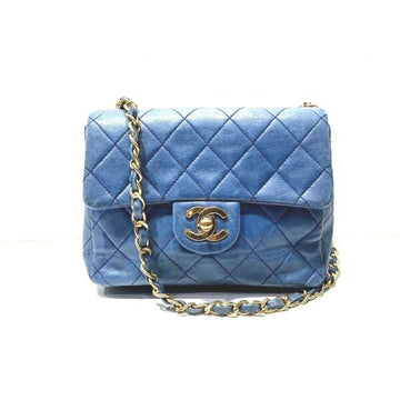 CHANEL Matelasse Blue Mini Bag Shoulder Ladies