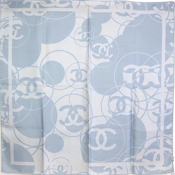 CHANEL scarf silk light blue ladies