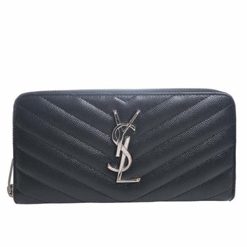 SAINT LAURENT Leather Long Wallet Black Ladies