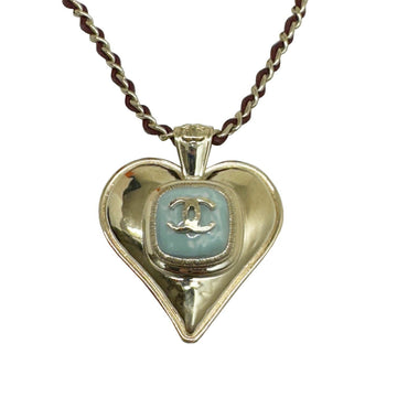 CHANEL Necklace Coco Mark Heart B21K Leather Metal Gold Pendant Women's Men's