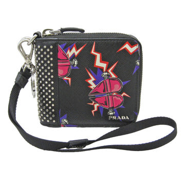 PRADA Saffiano Frankenheart 2ML221 Women's Leather Wallet [bi-fold] Black,Multi-color,Pink