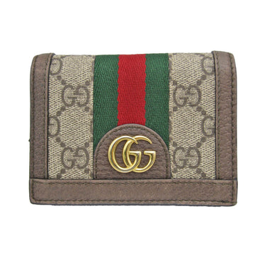 GUCCI Ophidia GG Flora 523155 Leather,PVC Wallet [bi-fold] Beige,Brown,Multi-color,Red Color