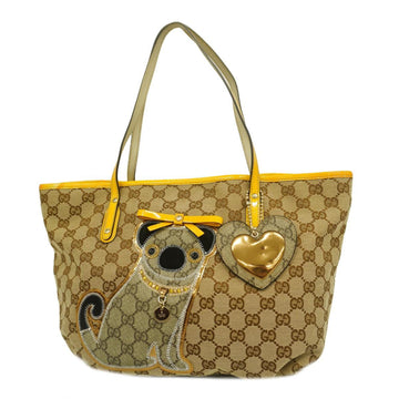 GUCCI tote bag GG Supreme 212374 leather brown yellow gold hardware ladies
