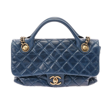 Chanel matelasse shoulder bag blue ladies leather
