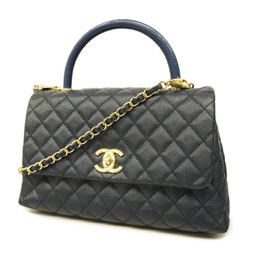 CHANEL Matelasse 2WAY Bag Coco Handle Chain Shoulder Women's Leather Handbag,Shoulder Bag Navy