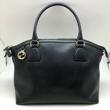 GUCCI 2WAY Handbag 449651 Interlocking Leather Black Gold Hardware Women's