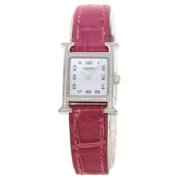HERMES HH1.131 H Watch Diamond Stainless Steel/Leather Ladies