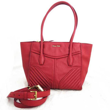 Miu MIUMIU 2way Bag Red Leather Handbag Shoulder Ladies 5BG084