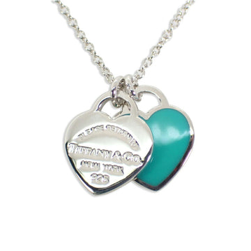 TIFFANY/ 925/enamel return to  double heart tag pendant