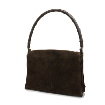 GUCCIAuth  Bamboo Handbag 001 3239 Women's Suede Handbag Brown