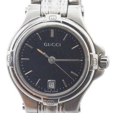 GUCCI watch 9040L quartz black dial stainless steel ladies
