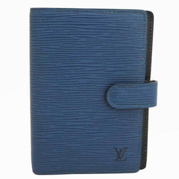 LOUIS VUITTON Notebook Cover Epi Agenda PM Blue Leather x Gold Hardware Women's Men's R20055