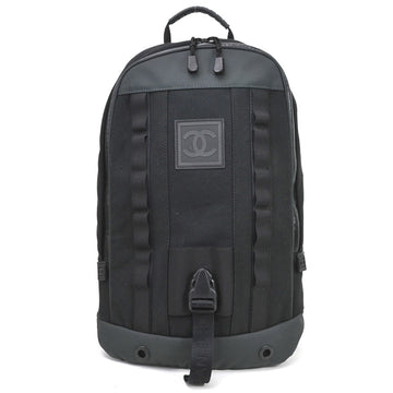 CHANEL rucksack backpack sports line black canvas x nylon ladies