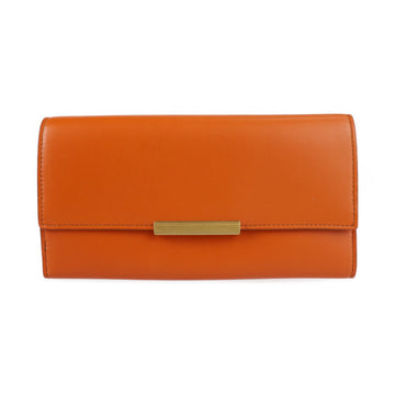 BOTTEGA VENETA tri-fold wallet 578751 calf leather orange system gold hardware long continental