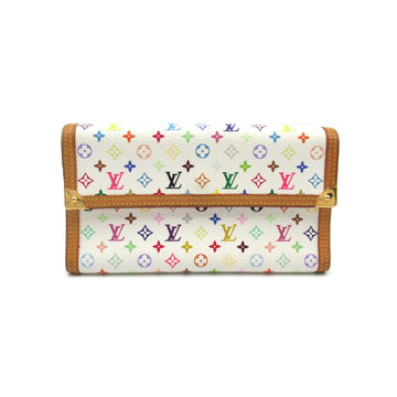 LOUIS VUITTON Porto Tresor International White Mulch color Blanc Monogram Multicolore PVC coated canvas M92659