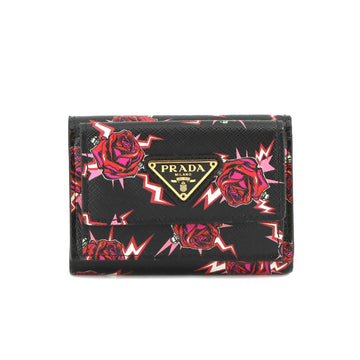 PRADA Trifold Wallet Saffiano Leather Multicolor 1MH021 Gold Hardware Rose