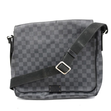 LOUIS VUITTON Shoulder Bag Damier Graphite District MM N41272 Black Men's